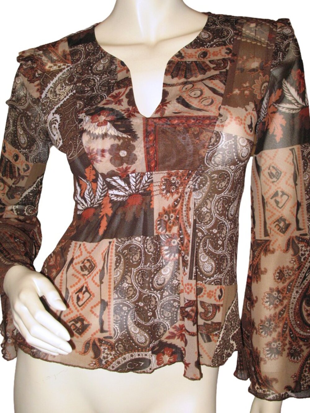 Vintage Y2K Aziz Bell Long Sleeve Top S Whimsigoth Boho Fairy Grunge Goblincore